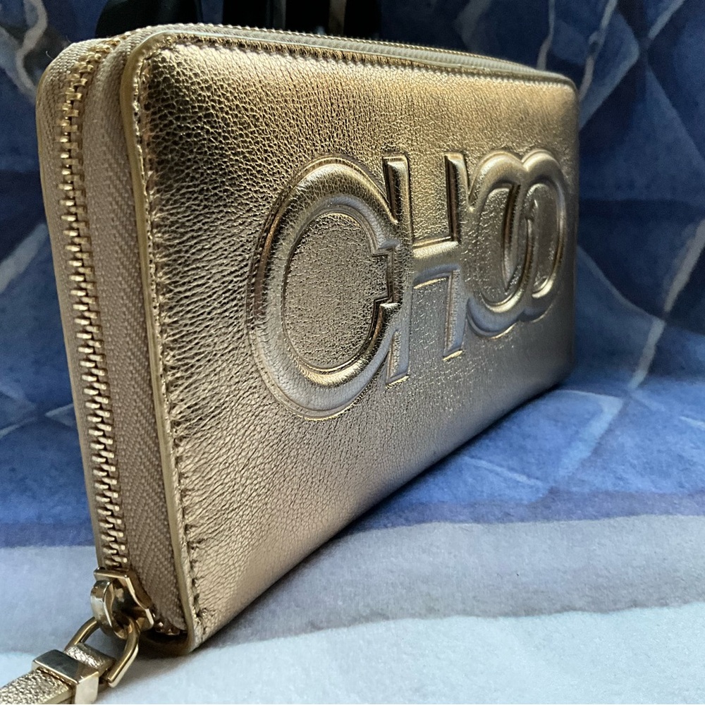 SOLD- Jimmy Choo Bettina Gold Zip Around Wallet - Picture 7 of 16
